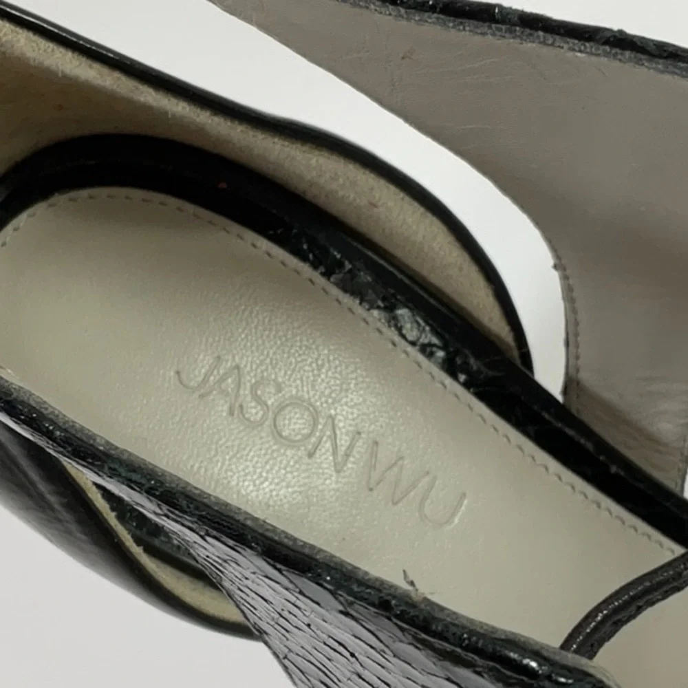 Jason Wu Runway Billie Snake Print Leather Cutout High Heel Sandals - Picture 9 of 10